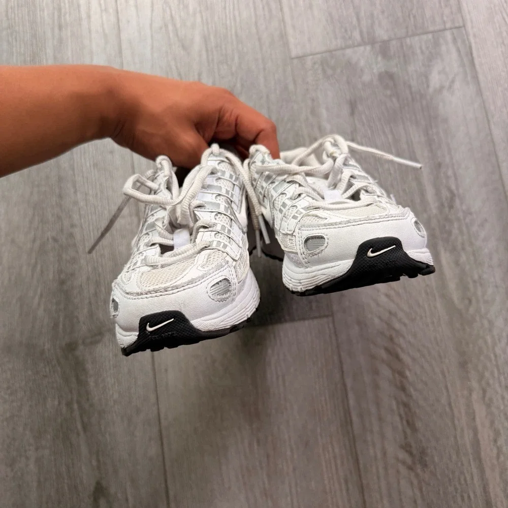 Nike P-6000 GS Youth 1Y White Silver Kids Running Shoes HV5064-003 Used